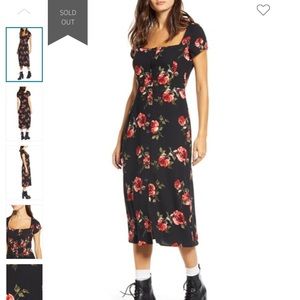 NWOT BP square neck rose midi dress